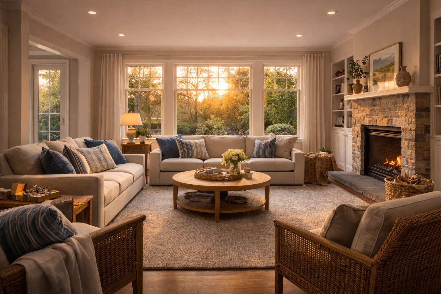 New Andersen replacement windows in a Morton PA home letting in natural light