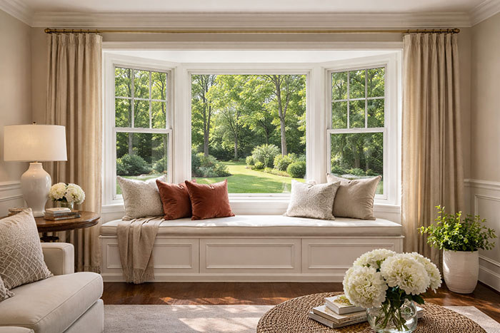 New Andersen replacement windows letting in natural light in a Manalapan NJ home