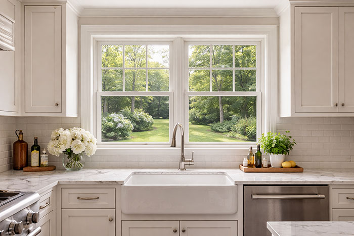 New Andersen replacement windows letting in natural light in a Monmouth County NJ home