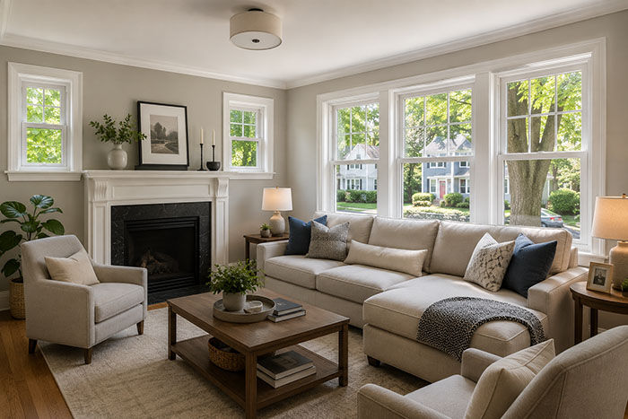 New Andersen replacement windows letting in natural light in an East Orange NJ home