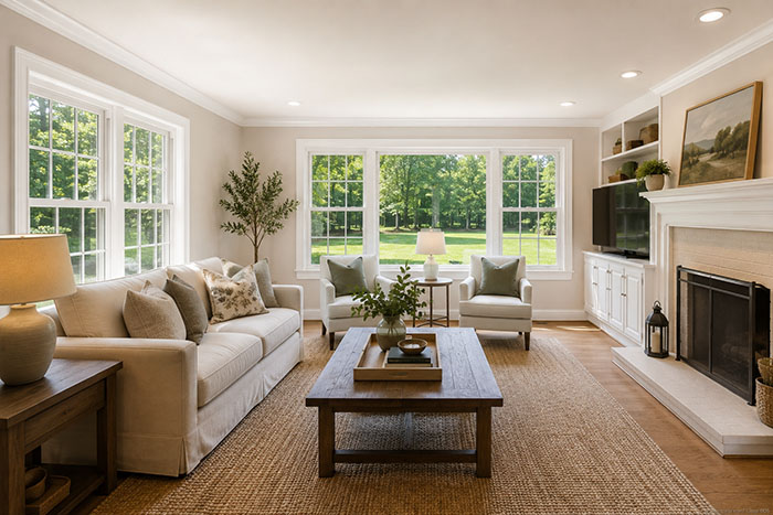 New Andersen replacement windows letting in natural light in a Roxbury NJ home
