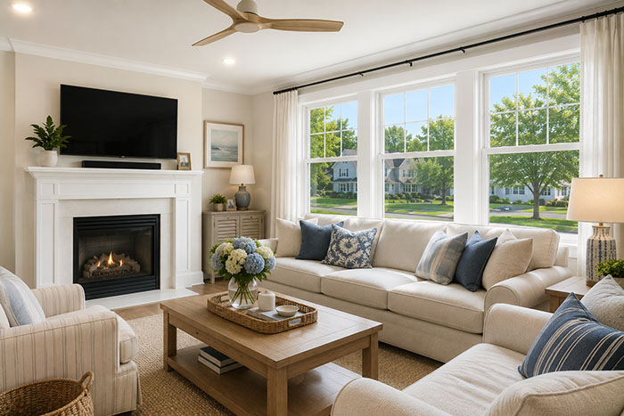 New Andersen replacement windows letting in natural light in a Stafford Township NJ home