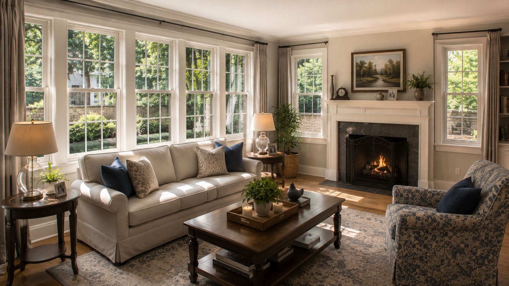 New Andersen replacement windows letting in natural light in a Bryn Athyn PA home