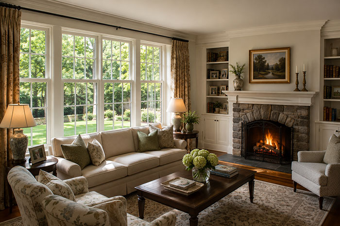New Andersen replacement windows letting in natural light in a Merion Station PA home