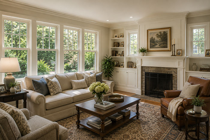 New Andersen replacement windows letting in natural light in a Wynnewood PA home
