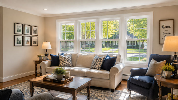New Andersen replacement windows letting in natural light in a Bensalem PA home