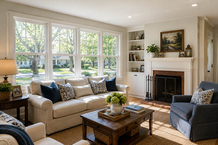 New Andersen replacement windows letting in natural light in a Clark NJ home