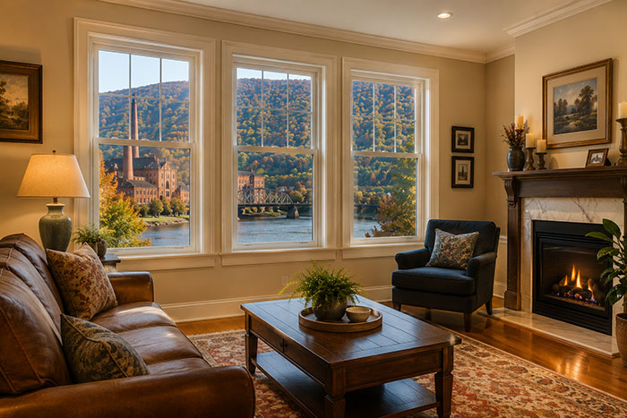 New Andersen replacement windows letting in natural light in a Slatington PA home